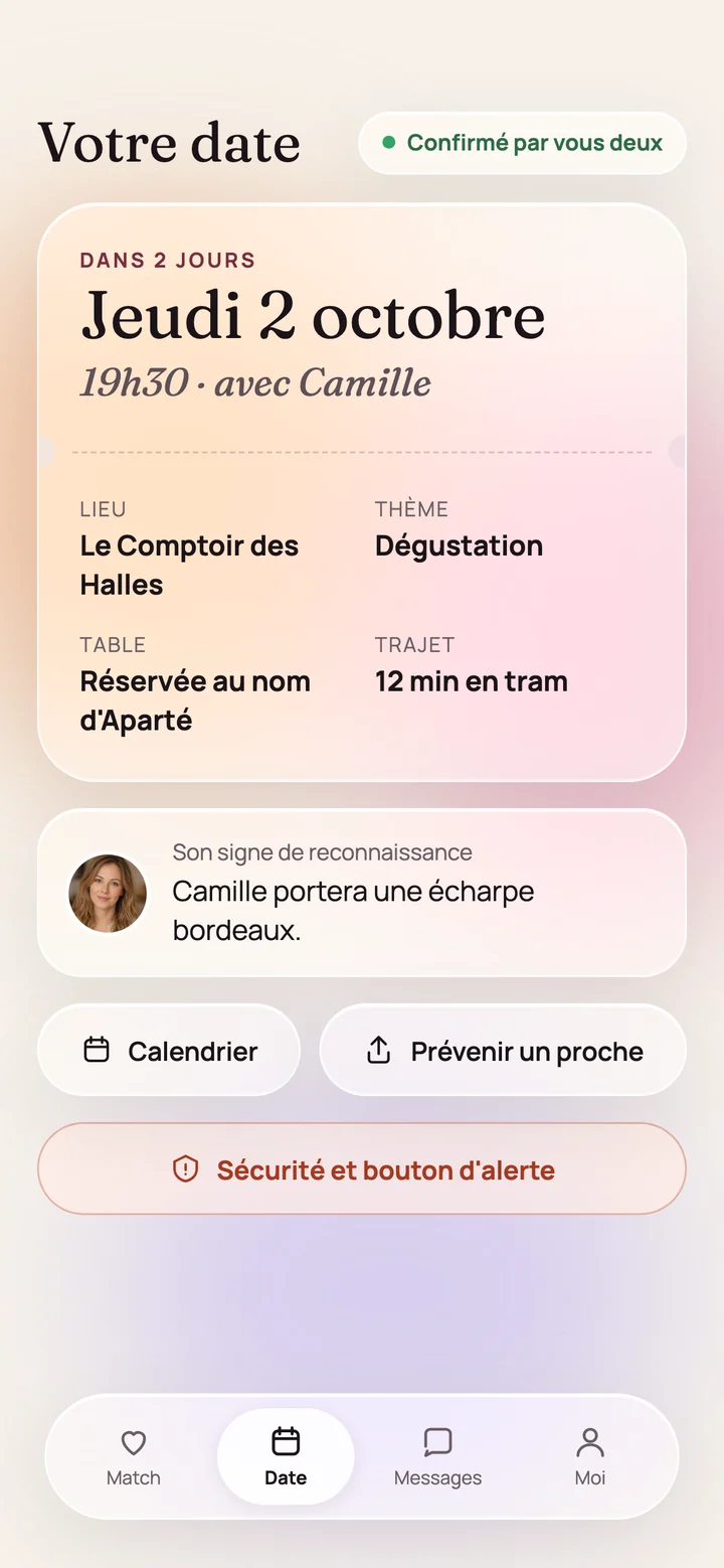 Écran du billet de rendez-vous confirmé